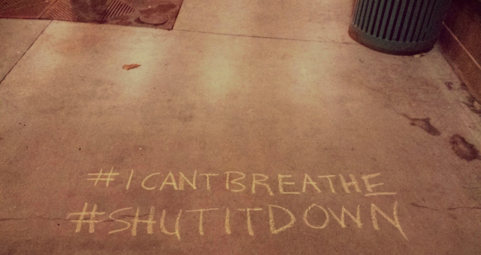 chalk text on sidewalk